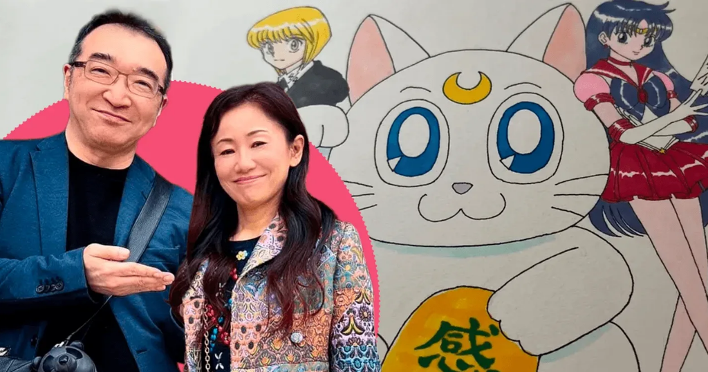Togashi acompanhado de sua esposa, a criadora de Sailor Moon
